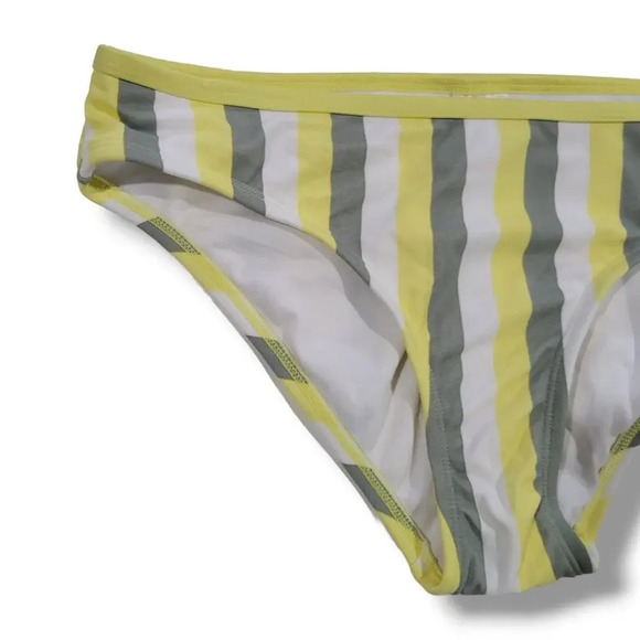 Kona Sol Women's Plus Size yellow striped Medium Coverage Hipster Bikini Bottom - Picture 3 of 7